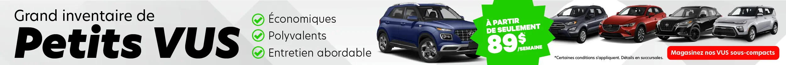 Baisse de prix sur nos VUS sous-compacts chez Automobile en Direct