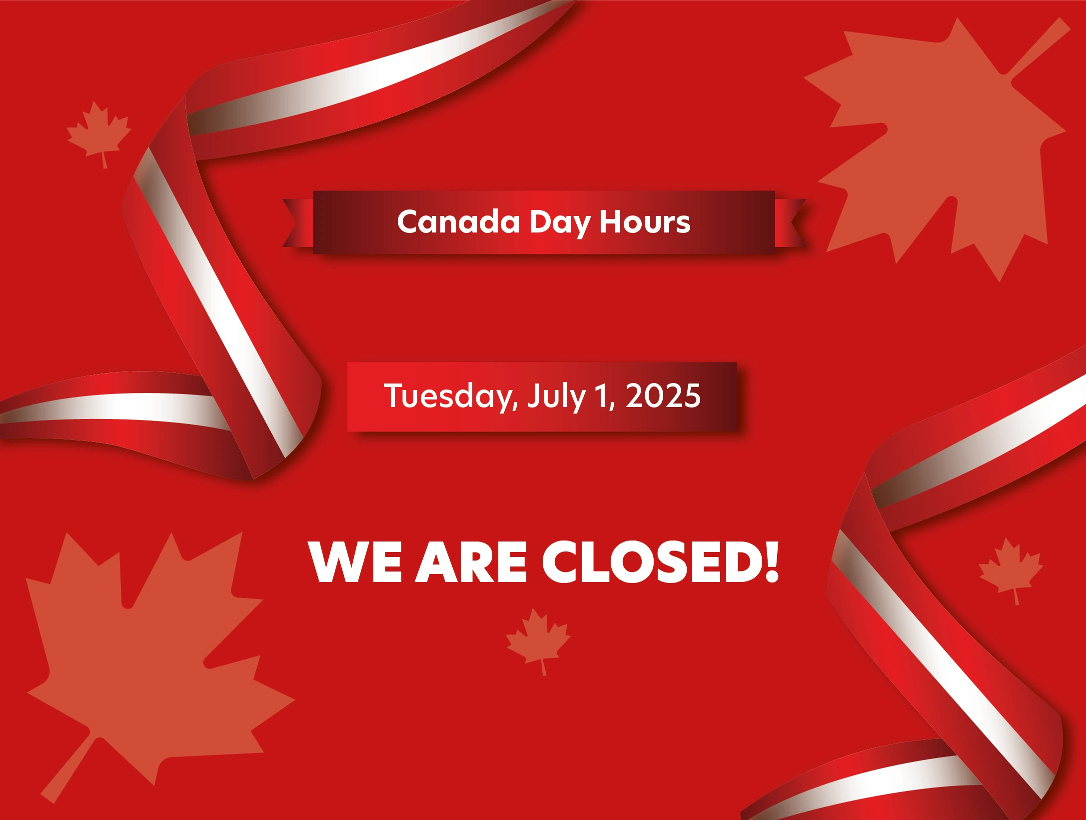 Canada Day holiday schedule