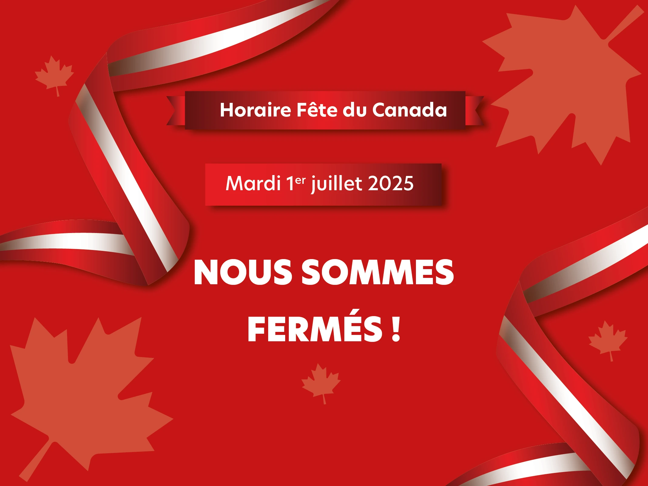 Horaire de la fête du Canada